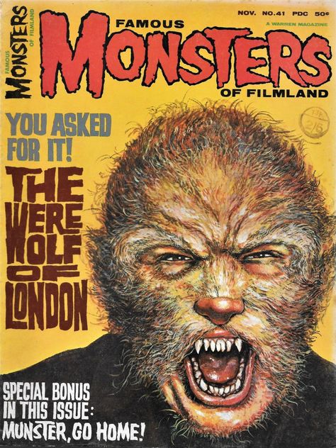 Werewwolf of London, Monsters, magazine, Henry Hull, film Hammer Movie, Classic Monster Movies, Famous Monsters, Horror Monsters, Classic Horror Movies, Universal Monsters, Classic Monsters, Jason Voorhees, Creature Feature