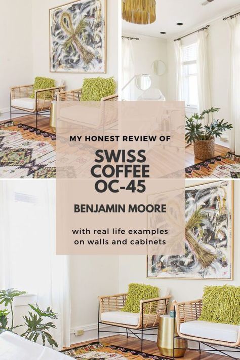 My Review of Swiss Coffee by Benjamin Moore - Warm White Paint Colors Warm White Paint Colors, Swiss Coffee Benjamin Moore, Warm White Paint, Swiss Coffee Paint, Colors For Living Room, Studio Mcgee Kitchen, Off White Paint Colors, Off White Paint, Trim Paint Color