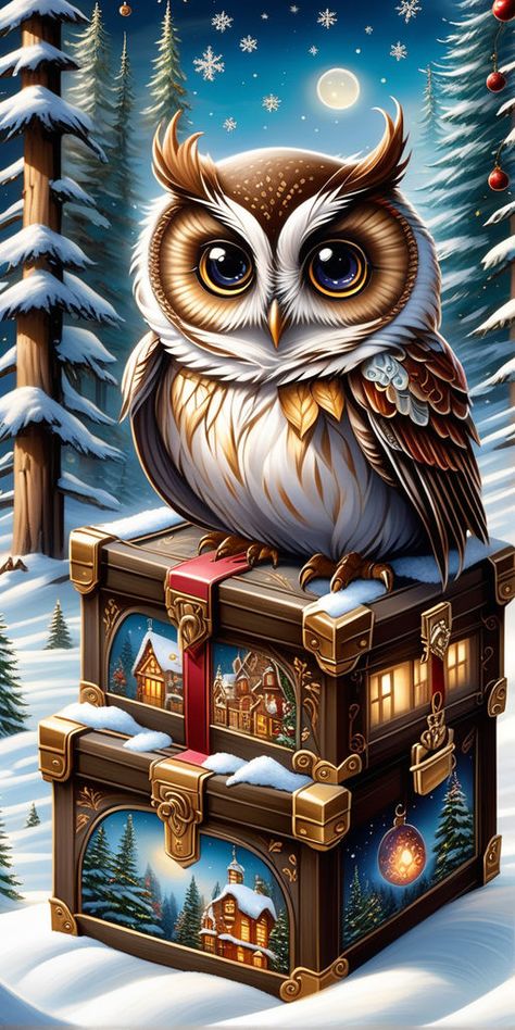 Christmas Owl Wallpaper, Owl Background, Cooling Sheets, Cute Owls Wallpaper, Whimsical Art Paintings, Girl Wallpapers, Beautiful Scenery Photography, Owl Wallpaper, Beautiful Wallpapers For Iphone