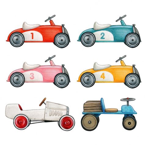 Vintage Car Birthday, Baby Car Toy, 2nd Birthday Party For Boys, Cars Theme Birthday Party, Vintage Clipart, Car Party, Car Theme, Race Car Party, Carros Vintage