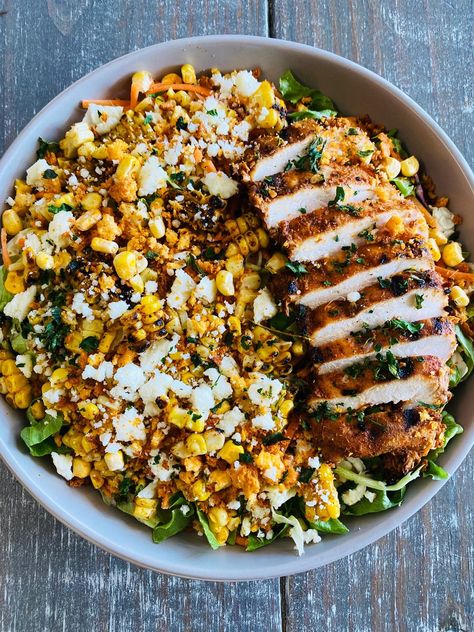 Grilled Mexican Street Corn Chicken Salads Mexican Street Corn Chicken, Grilled Mexican Street Corn, Street Corn Chicken, Chicken And Corn, Street Corn Salad, Chicken Salads, Corn Chicken, Salad Kits, Mexican Street Corn