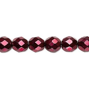 Bead, Czech fire-polished glass, opaque red carmen, 8mm faceted round. Sold per 16-inch strand. Jewelry Boards, Bead Art, Beaded Jewelry, Flash, Sparkle, Dye, Beads, Glass, Red