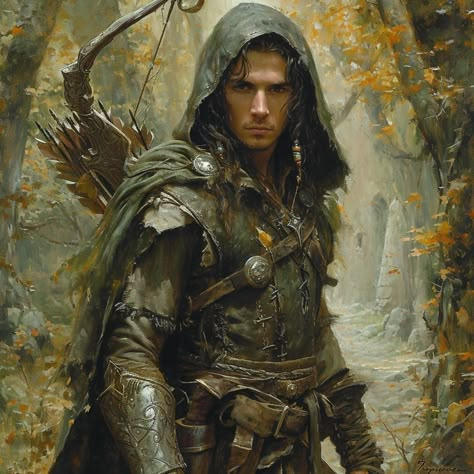 Elf Ranger Male, Aesthetic Warrior, Fantasy Archer, Rogue Dnd, Medieval Archer, Ranger Dnd, Dungeons And Dragons Books, Kings Maker, Elf Archer