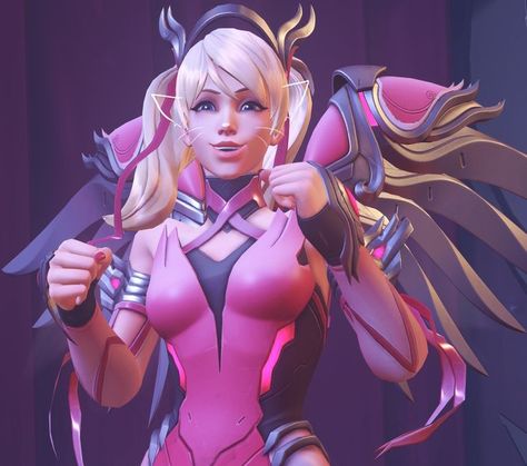 Rose Gold Mercy, Pink Mercy, Overwatch Icons, Game Icons, Mercy Overwatch, Overwatch Fan Art, Game Icon, Clay Ideas, Overwatch