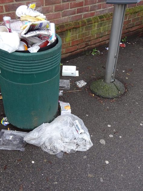 6th February 2017 - a piece of random garbage on the street. Overflowing bin outside Green Street Green bus garage. Garbage Photography, Green Street, Production Design, Trash Bins, Photo Challenge, Recycling Bins, Grunge Aesthetic, Trash Can, Bears