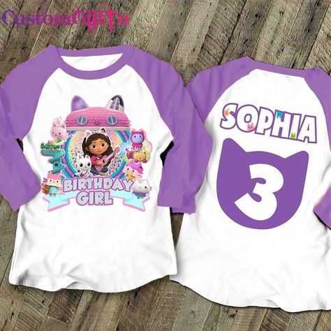 Gabbys Dollhouse Birthday Shirt, Gabby Party, Gabby Dollhouse, Birthday Girl T Shirt, Birthday Girl Shirt, Family Tees, My Son Birthday, 6th Birthday, Personalised Kids