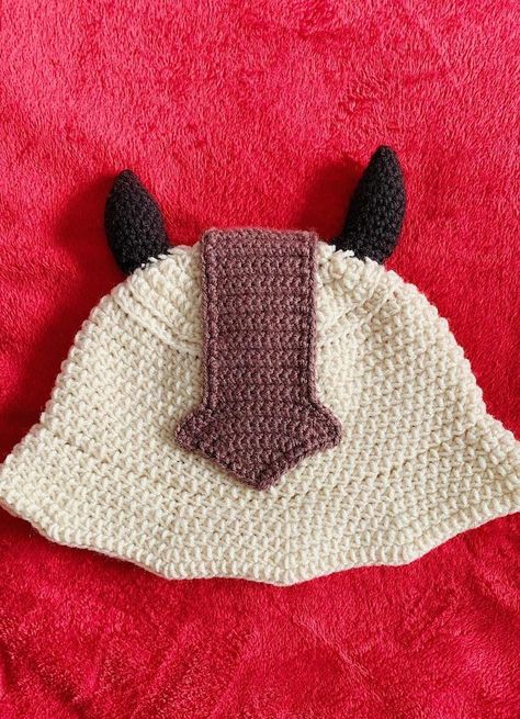 Crochet Appa Bucket Hat on Etsy Anime Crochet Bucket Hats, Appa Bucket Hat Crochet, Avatar Crochet Patterns, Crochet Avatar The Last Airbender, Crochet Appa Hat, The Last Of Us Crochet, Avatar The Last Airbender Crafts, Anime Inspired Crochet, The Last Airbender Crochet