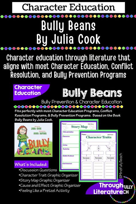 Julia Cook Activities, Story Map Graphic Organizer, Character Traits Graphic Organizer, Bully Prevention, Story Map, Discussion Questions, Character Education, Conflict Resolution, School Counseling