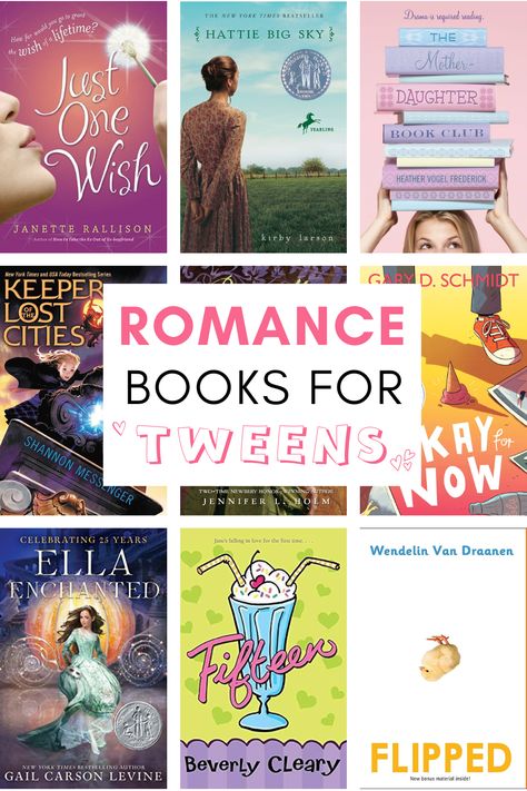 15+ Romance Books for Tweens Books For Ten Year Olds, Middle Grade Romance Books, Books For 12 Year Girl Romance, Middle School Romance Books, Clean Ya Book Recommendations, Clean Teen Romance Books, Romance Books For 12 Year Girl, Books For Teens Girls To Read, Clean Romance Books For Teens