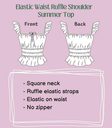 Elastic Waist Ruffle Shoulder Summer Top PDF Sewing Pattern Women's Top Pattern printable Beginner Friendly Sewing Pattern in Sizes XS-3XL - Etsy UK No Sew Tank, Ladies Tops Patterns, Pattern Printable, Top Sewing Pattern, Womens Sewing Patterns, Pdf Sewing Patterns, Top Pattern, Summer Top, Easy Sewing