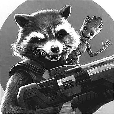 Rocket Guardians Of The Galaxy Tattoo, Rocket Tattoo Guardians Of The Galaxy, Racoon Tattoo, Marvel Rocket, Groot Tattoo, Raccoon Drawing, Rocket Racoon, Rocket Tattoo, Sticker Tattoo