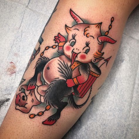 Traditional Christmas Tattoo, Kewpie Tattoo Traditional, Christmas Tattoo Flash, Krampus Tattoo, Krampus Tattoo Flash, Angel Drawings, Kewpie Tattoo, Christmas Tattoos, Angel Tattoos