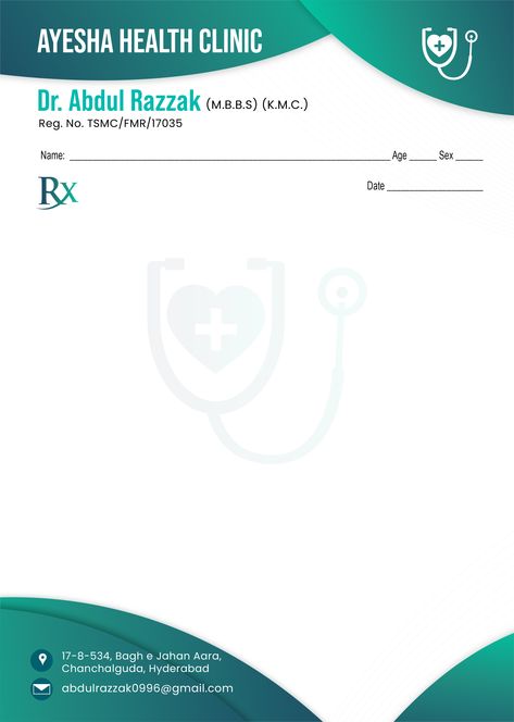 Letterhead Design for Health Care Clinic by Graphic World Hyderabad Clinic Letterhead Design, Ayurvedic Clinic, Retail Counter, Digital Printing Services, Hospital Interior, Digital Marketing Seo, Application Letters, Web Application Development, Letterhead Design