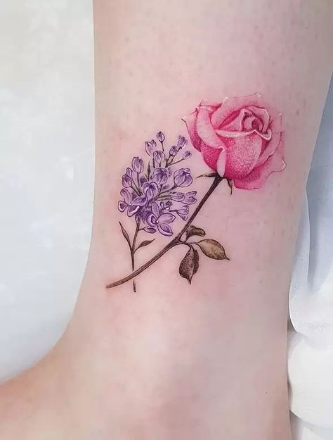 Lilac Tattoos, Violet Flower Tattoos, Flower Tattoo On Ribs, Men Flower Tattoo, Lilac Tattoo, Purple Tattoos, Lily Flower Tattoos, Lavender Tattoo, Cool Wrist Tattoos