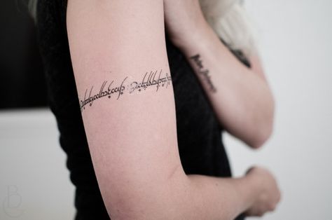 Elvish Script One Ring to Rule them All Lord of the by SeventhSkin Tattoo Chest And Shoulder, Elvish Script, Elvish Tattoo, Lost Tattoo, Lotr Tattoo, Rings Tattoo, Lord Of The Rings Tattoo, Script Tattoo, Nerd Tattoo