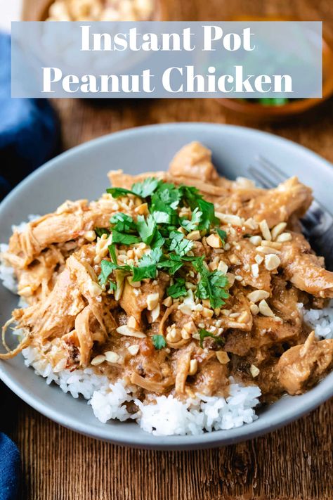 Instant Pot Peanut Chicken Instant Pot Peanut Chicken, Peanut Miso Chicken Crockpot, Asian Chicken Instant Pot, Thai Peanut Chicken Crockpot, Peanut Chicken Recipe, December Recipes, Honey Bourbon Chicken, Bourbon Chicken Recipe, Miso Chicken