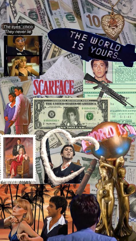 THE WORLD IS YOURS #tonymontana #scarface #alpacino Scarface Wallpaper Aesthetic, Favelas Brazil, 2006 Mustang, Scarface Poster, Scarface Movie, Montana Art, Iphone Wallpaper Blur, Mafia Gangster, Tony Montana