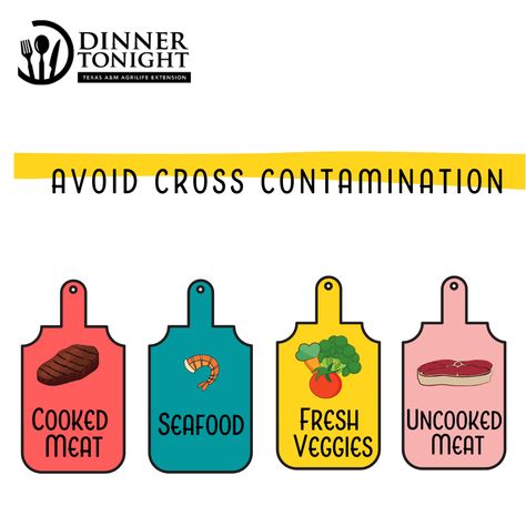 Join Jocelin as she talks about and shows you the basic principles of avoiding cross-contamination! Following these basic principles will help you avoid cross-contamination that could lead to foodborne illness. For more info head to our website. Meat Doneness Chart, Food Safety And Hygiene Posters, Cross Contamination Food Safety, How To Prevent Communicable Diseases Poster, Kitchen Cartoon, Foodborne Illness, Wholesome Meals, Smoked Sea Salt, Raw Meat