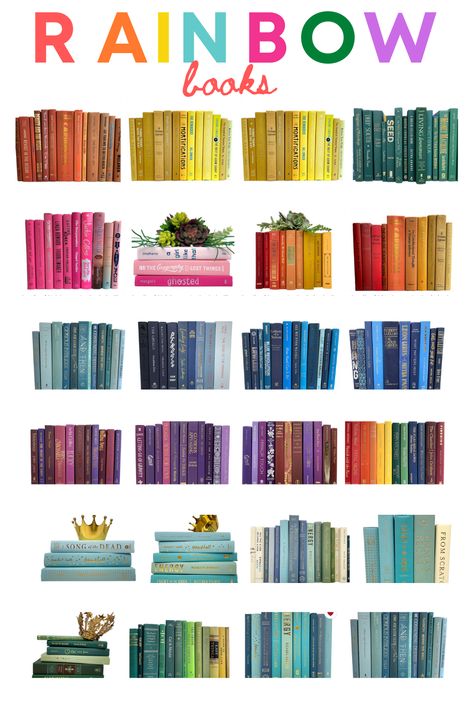 Interior Design Long Island NY | Effortless Style Interiors my favorite source to pick up books for a rainbow color coded bookcase Rainbow Bookshelf Styling, Color Coded Bookshelf, Bookshelves With Books, Colorful Bookshelf, Library Rooms, Girls Loft Bed, Styling A Bookcase, Bookcase Ideas, Rainbow Library