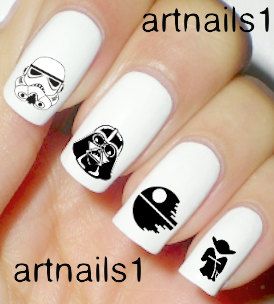 Star Wars Darth Vader Yoda Storm Troopers Disney by artnails1 Star Wars Nails, Mickey Mouse Nail Art, Mickey Mouse Nails, Storm Troopers, Polish Manicure, Nail Art Disney, Disney Nails, Spring Nail Art, Nail Art Kit