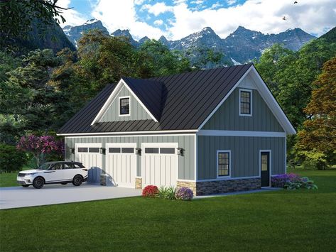 Three Car Garage Plans, 3 Car Garage Plans, Garage Plans With Loft, Garage Loft, Pool House Plans, Garage Plan, Attic Storage, Barn Plans, Traditional House Plan