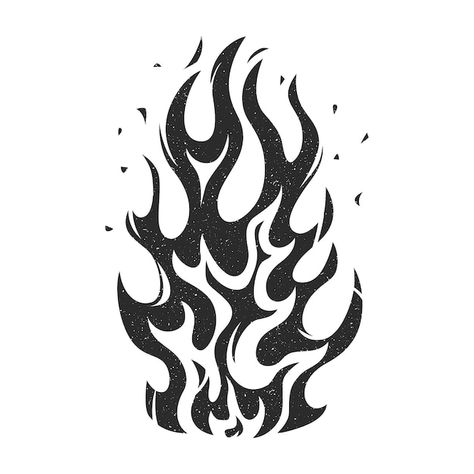 Fire Illustration Black And White, Flame Design Graphics, Fire Line Drawing, Flames Black And White, Fire Logo Design Ideas, Fire Symbolism, Fire Symbol Tattoo, Black And White Symbols, Fire Graphic Design