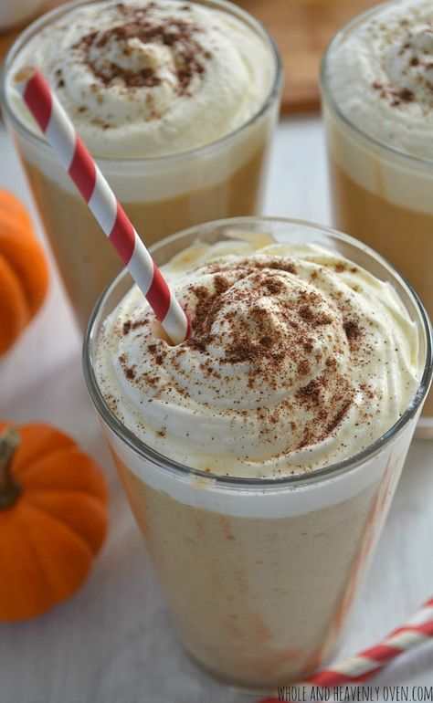 Pumpkin, bananas and plenty of fall spices come together in these thick ‘n’ creamy milkshakes.— @WholeHeavenly Pumpkin Spice Frappuccino Recipe, Pumpkin Spice Milkshake, Pumpkin Milkshake, Pumpkin Spice Frappuccino, Starbucks Pumpkin Spice, Frappuccino Recipe, Pumpkin Banana, Starbucks Pumpkin, How To Make Pumpkin