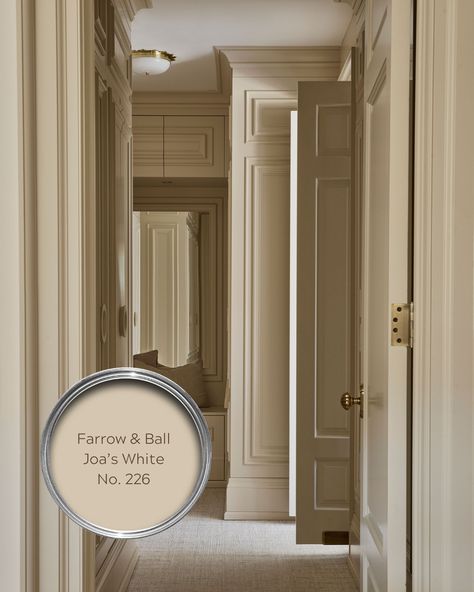 White Farrow And Ball Paint, Joas White Farrow And Ball Kitchen, Farrow And Ball Taupe, Dressing Room Colours, Joas White Farrow And Ball Hallway, Farrow And Ball Neutral Bedroom, Joas White Farrow And Ball Living Rooms, Off White Farrow And Ball, Farrow Ball Joa's White