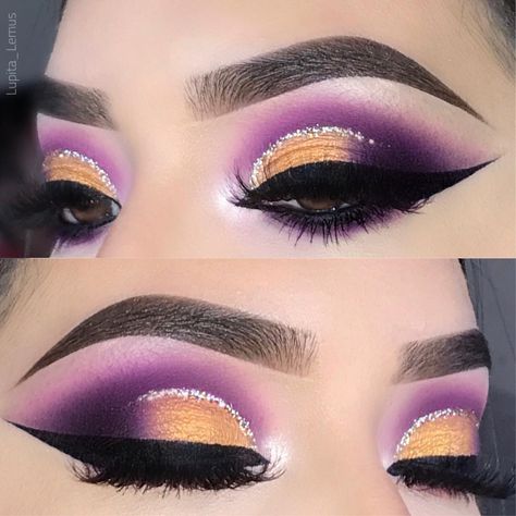 Yellow Makeup, Drag Make-up, Purple Makeup, Evening Makeup, Purple Eyeshadow, Dramatic Makeup, Colorful Eye Makeup, Smokey Eye Makeup, Makeup Geek