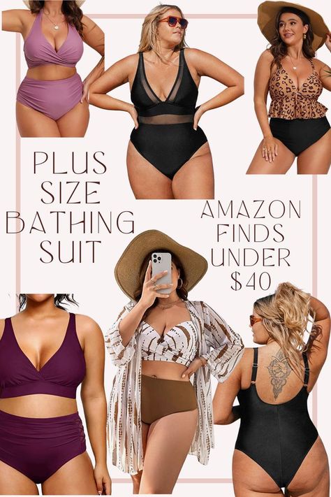 The best Plus Size Amazon Fashion finds for Summer 2023! Cute clothes from Amazon for the summer and the beach and vacations! Tummy Control Bathing suits $20-$40 Budget friendly bathing suits. Gym Wear For Women Plus Size, 90s Outfits Party, Swimsuits Plus Size, Plus Size Beach Outfits, Body Positive Fashion, Plus Size Winter Outfits, Plus Size Clothing Stores, Plus Size Fashionista, Flattering Swimsuits