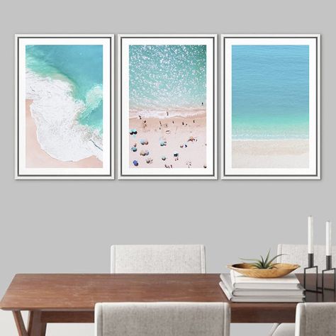 Coastal Picture Frame, Ocean Waves Photography, Waves Photography, 3 Piece Painting, Tropical Home Decor, Artwork For Living Room, College Apartment, 3 Piece Wall Art, Hanging Posters