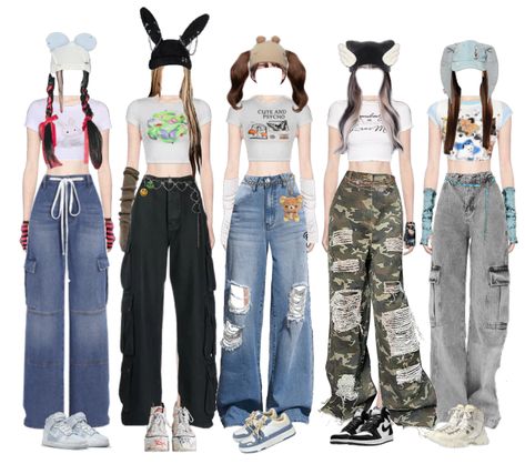 [ NewJeans - OMG Outfits ] outfit ideas | k-pop Stage outfit #girlgroup #kpop #nmixx #aespa #Itzy #blackpink #denim New Jeans Award Show Outfit, Newjeans Fashion Style, New Jeans Omg Outfits, Kostum Halloween, Korean Outfits Kpop, Casual Attire For Women, Group Outfits, Kpop Concert Outfit, Pop Outfits