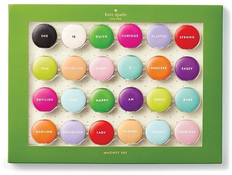 kate spade new york 24-Piece Magnet Set. #affiliates Kate Spade Office Inspiration, Apartment Essentials List, Kate Spade Office, Kate Spade Inspired, Trendy Apartment, Essentials List, Apartment Essentials, Magnet Set, Cool Apartments