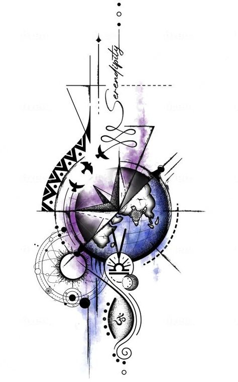 Sketch Style Tattoos Designs, Tato Jam, Tattoo With Meaning, Compass And Map Tattoo, Leg Sleeve Tattoos, Unique Half Sleeve Tattoos, Compass Tattoo Design, Map Tattoos, Half Sleeve Tattoos For Guys