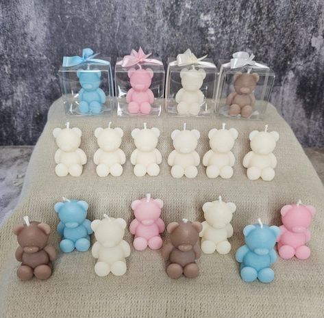 Gender Reveal Candle Ideas, Bear Party Favors, Candle Shower Favors, Gender Reveal Party Favors, Baby Shower Candle Favors, Animal Candles, Bear Candle, Baby Shower Candles, Event Favors