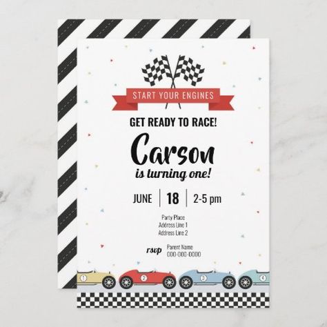 First Lap Birthday, Vintage Race Car Birthday, Vintage Car Birthday, Car Invitation, Car Birthday Party Invitations, 1st Birthday Invitations Boy, Cars Invitation, Car Birthday Party, Cars Birthday Invitations