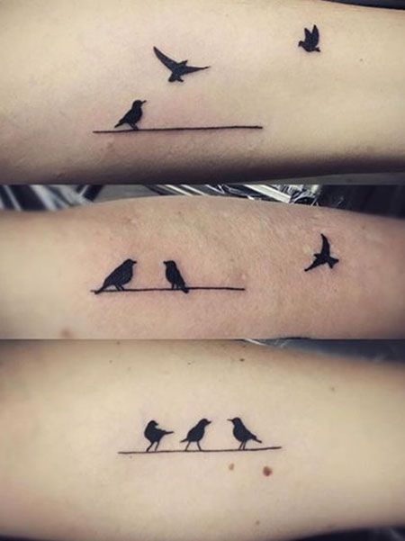 Bird Sister Tattoos Siblings Tattoo For 3, Sister Tattoo Ideas, Twin Tattoos, Matching Best Friend Tattoos, Matching Sister Tattoos, Sister Tattoo, Sibling Tattoos, Small Girl Tattoos, Small Meaningful Tattoos