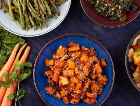 Sticky Miso-Glazed Sweet Potatoes Japanese Purple Sweet Potato, Sweet Potatoes Recipes, Glazed Sweet Potatoes, Miso Glaze, Potatoes Recipes, Miso Paste, Red Pepper Sauce, Purple Sweet Potatoes, Honey Lime