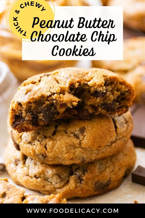 Best Peanut Butter Chocolate Chip Cookies | Foodelicacy Best Peanut Butter Chip Cookies, Thick Peanut Butter And Chocolate Chip Cookies, Easy Peanut Butter Chocolate Chip Cookies, Super Moist Chocolate Chip Cookies, Homemade Peanut Butter Chocolate Chip Cookies, Peanut Butter Choco Chip Cookies, Peanut Butter Cookies With Chocolate Chips, Oatmeal Peanut Butter Chocolate Chip Cookies Healthy, Peanutbutter Choco Chip Cookies