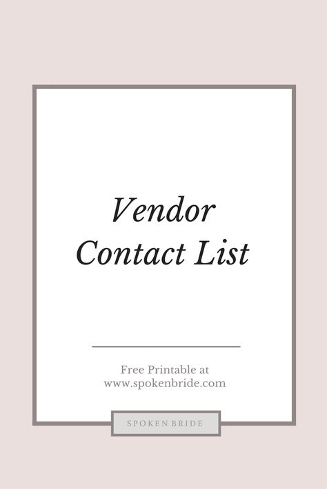 Want to keep all your wedding vendor information in one place? We've got a FREE printable for you! Preferred Vendor List Template, Contact Sheet, Free Wedding Printables, Dos And Don'ts, Contact List, Wedding Vendor, The Modern Bride, List Template, Free Wedding