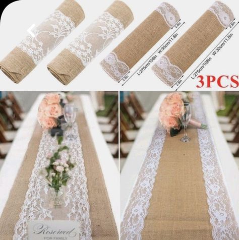 Lace Table Runner Wedding, Hessian Table Runner, Rustic Burlap Wedding, 50th Wedding Anniversary Party, Lace Table Runner, Deco Champetre, Tafel Decor, 50th Anniversary Party, Rustic Wedding Diy