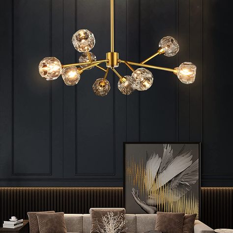 Chandeliers For Dining Room, Dining Room Light Fixture, Indoor Chandelier, Chandelier For Living Room, Modern Crystal Chandelier, Copper Lamps, Sputnik Chandelier, Chandelier Design, Gold Chandelier