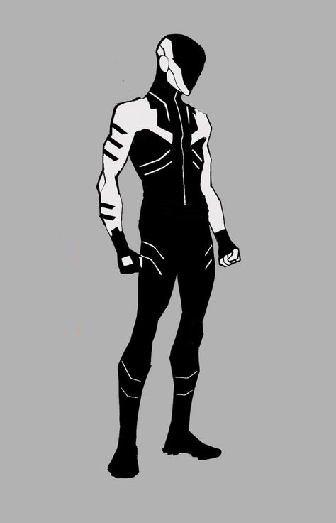 Superhero Clothes Drawing, Supervillain Design Concept Art, Super Suit Designs Male, Oc Superhero Outfit, Super Villian Characters Design, Hero Costume Concept Art, Superhero Outfit Ideas Male, Black And White Superhero Suit, Spidersona Suit Designs