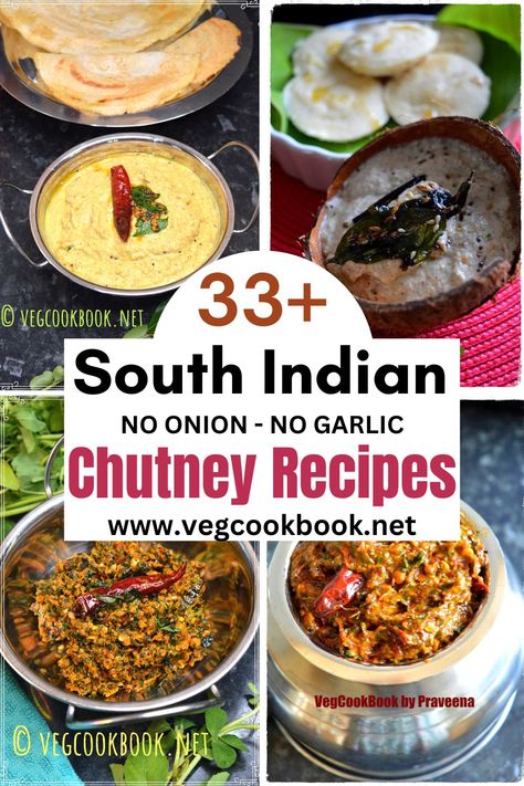 South Indian Chutney Recipes without Onion and Garlic / Andhra Chutneys for rice, idli, dosa Without Onion And Garlic Recipes, Recipes Without Onion And Garlic, South Indian Chutney Recipes, Idli Chutney, Garlic Food, Indian Chutney Recipes, Indian Chutney, Peanut Chutney, Idli Dosa