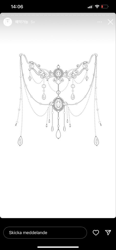 Chandelier Tattoos For Women Leg, Plus Size Lower Back Tattoo, Chandelier Chest Tattoo Female, Chain Tattoo Design For Women, Jewel Neck Tattoo, Lace Jewel Tattoo, Body Chain Tattoo, Gem Bracelet Tattoo, Belly Chain Tattoo