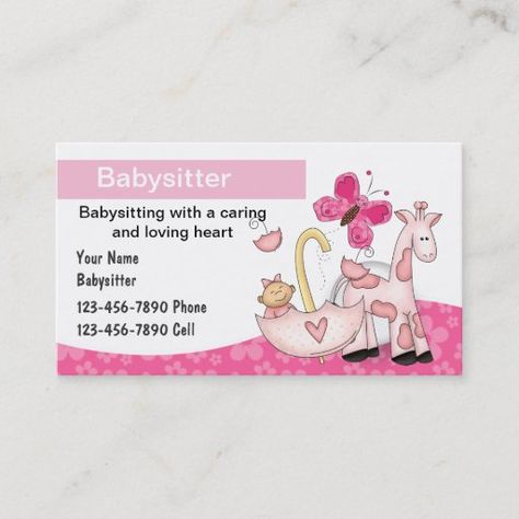 Babysitting Business Cards, Babysitting Business, Color Business Card, Childcare Business, Business Cards Design, Buisness Cards, Kids Daycare, Au Pair, Day Care