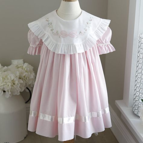 This Adorable Timeless Classic Strasburg Heirloom Float Dress Size 24 Months Is A Treasure! Vintage Style That Is Near Impossible To Find In This Condition. Perfect For The Spring Season! Tea Length With Oversized Collar That Is Adorned With Strasburg's Shadow Hand Embroidered Bow. Fully Lined. 100% Cotton Lawn. White Satin Ribbon Adorns The Bottom Of The Dress Above The Hemline. Matching Satin Ribbon Trims The Sleeves Where They Gather. Generous Sizing Allows For Growth. Matching Sister/Cousin Float Dress, Embroidered Bow, Matching Sisters, Heirloom Dresses, Oversized Collar, Sewing Project, Tea Length, White Satin, Spring Season