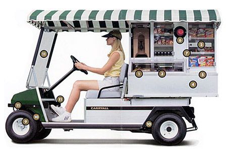 Push-Cart International Cafe Express, Bike Food, Car Golf, Club Car Golf Cart, Snack Shack, Drink Cart, Food Cart Design, Golf Outing, Electric Golf Cart