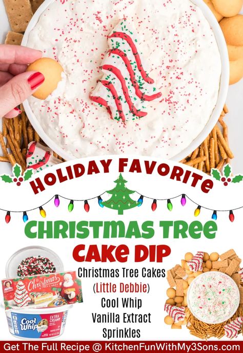 Christmas Tree Cake Dip, Tree Cake Dip, Christmas Tree Dip, Little Debbie Christmas Tree Cakes, Little Debbie Snack Cakes, Frosted Animal Crackers, Christmas Tree Desserts, Little Debbie Christmas Tree, Dessert Dip Recipes