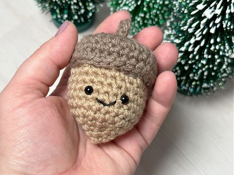 5 Little Monsters: Tiny Acorn- Woodland Christmas Crochet Along Day 5 Crochet Acorn, Crochet Monkey, Red Yarn, Woodland Christmas, Single Crochet Stitch, Bead Stitching, Kokeshi Dolls, Christmas Minis, Amigurumi Free